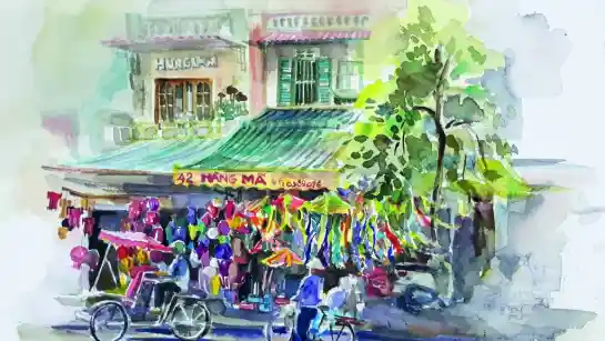 Lưu giữ ký ức Hà Nội qua tranh ký họa
